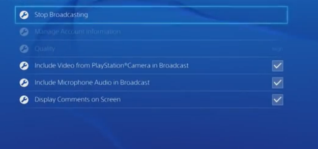PS4 Twitch Broadcast Steam Options