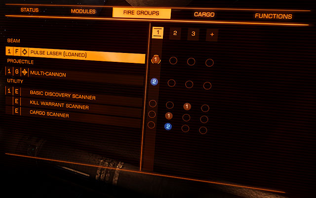 Here you can connect each element of the weaponry to the button and fire group of your choice - (Right) System Panel - Ship Interface - Elite: Dangerous - Game Guide and Walkthrough