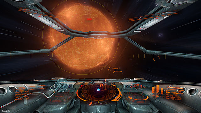 Right after exiting the hyperspace, the ship will be placed in a close distance to the main star of the constellation - Frame Shift Drive - Travelling - Elite: Dangerous - Game Guide and Walkthrough