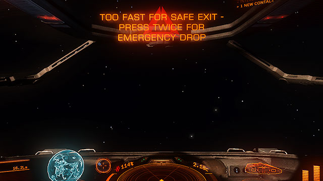 If by any means you will press the button which turns on/off the FSD, the computer will prevent your ship from getting out from the FTL ride in the unpleasant circumstances - Frame Shift Drive - Travelling - Elite: Dangerous - Game Guide and Walkthrough