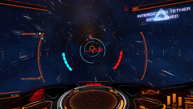 If your target is within the reach of your interdictor, just use it on the selected ship through the same way you would use a scanner - Frame Shift Drive - Travelling - Elite: Dangerous - Game Guide and Walkthrough