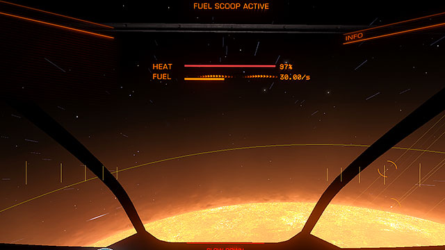 To start the fuel scooping, approach the star via the SC mode but not too close - Frame Shift Drive - Travelling - Elite: Dangerous - Game Guide and Walkthrough