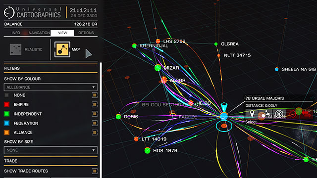 You can also show the division concerning the trading lines - Galaxy Map - Travelling - Elite: Dangerous - Game Guide and Walkthrough