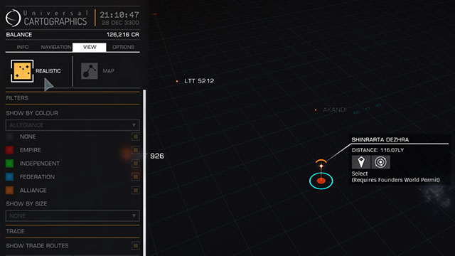 View is another helpful bookmark in the maps key - Galaxy Map - Travelling - Elite: Dangerous - Game Guide and Walkthrough