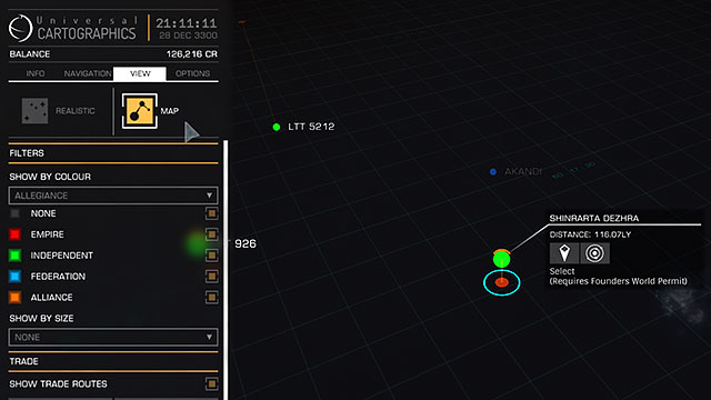 Other view that can be displayed is the map - Galaxy Map - Travelling - Elite: Dangerous - Game Guide and Walkthrough