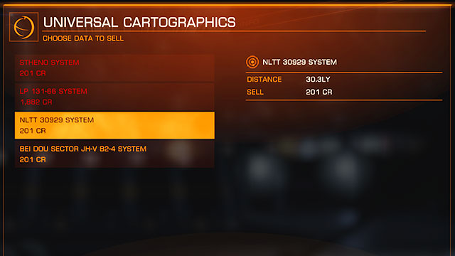 The obtained information can be sold in any station in the universal cartographics bookmark - Professions - Earning your first money - Elite: Dangerous - Game Guide and Walkthrough