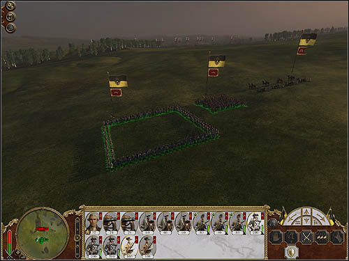 On the left we can see square formation of line infantry, on the right square formation of pikemen. - Game Mechanics - Land Battles - Infantry - part 1 - Land Battles - Empire: Total War - Game Guide and Walkthrough