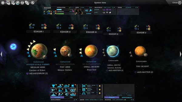Our system view may looks like that. In this case we have three planets colonized. - Basic view - Planetary System - Endless Space - Game Guide and Walkthrough
