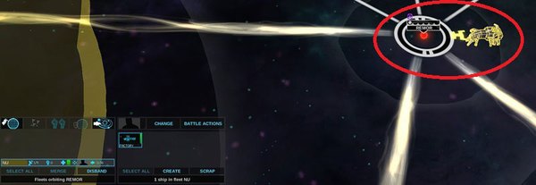 Begin the annexation: icon in the left upper corner of fleet action menu - Taking over the system - Colonization - Endless Space - Game Guide and Walkthrough
