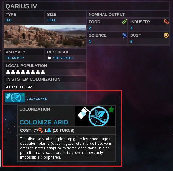 Clicking on the icon makes you an owner of this planet (after 10 turns) - Colonization of another planet in the system - Colonization - Endless Space - Game Guide and Walkthrough