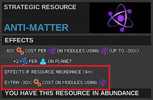 You get -30% of Industry cost on modules using this resource - Strategic resources - Resources - Endless Space - Game Guide and Walkthrough
