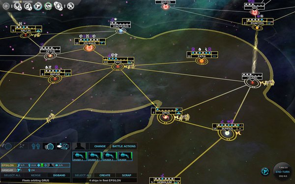 Depending on ships abilities, the distance can be travelled in one or few turns: it depends on amount of movement points - Travelling through the galaxy - Fleets and Systems Influence on the Galaxy - Endless Space - Game Guide and Walkthrough