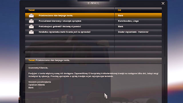 Your account balance can be negative - Debt - Bank - Euro Truck Simulator 2 - Game Guide and Walkthrough