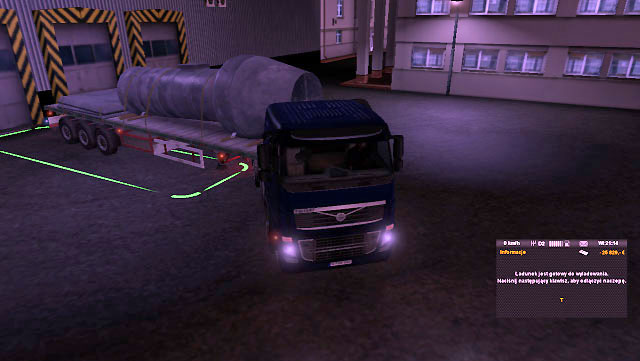 When you get to the destination place, park the trailer in the indicated place, but this time you do not have to be so precise - Consignment - Job market - Euro Truck Simulator 2 - Game Guide and Walkthrough