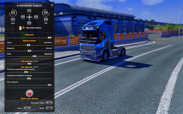Photo-mode has a variety of options that allows creating a professional photography - Photo studio - Interface - Euro Truck Simulator 2 - Game Guide and Walkthrough