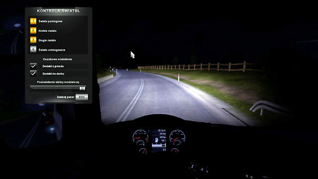 Therefore use the high beam as well ([F4] + [3]) - Setting lights - Driving your truck - Euro Truck Simulator 2 - Game Guide and Walkthrough