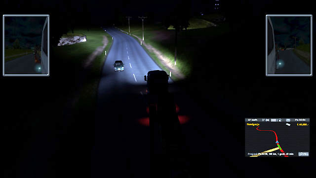 As you may work during the night (or during a heavy rainfall) you need to use lights - Setting lights - Driving your truck - Euro Truck Simulator 2 - Game Guide and Walkthrough