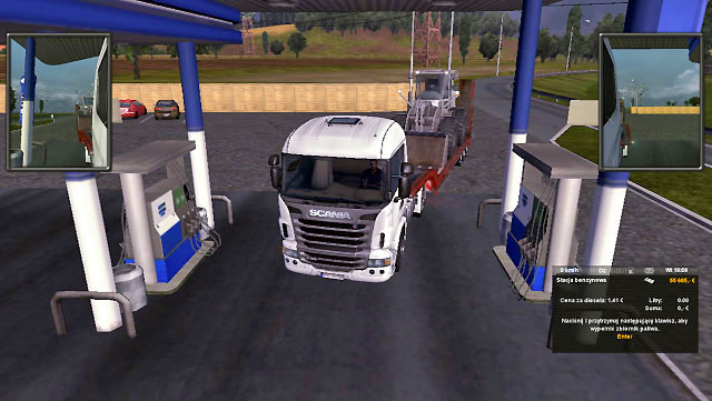 On a highway a special sign will inform you about approaching a gas station and a park space - Taking fuel - Driving your truck - Euro Truck Simulator 2 - Game Guide and Walkthrough