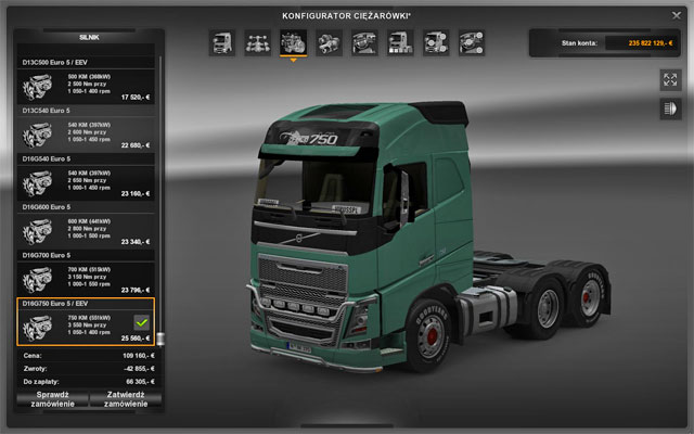 Available engines depend on a selected truck make - Upgrades - Repair and modifications - Euro Truck Simulator 2 - Game Guide and Walkthrough