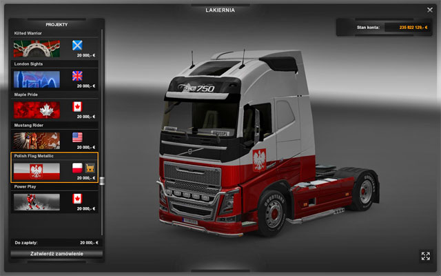 Here you are not limited to colors offered by the manufacturer - Upgrades - Repair and modifications - Euro Truck Simulator 2 - Game Guide and Walkthrough