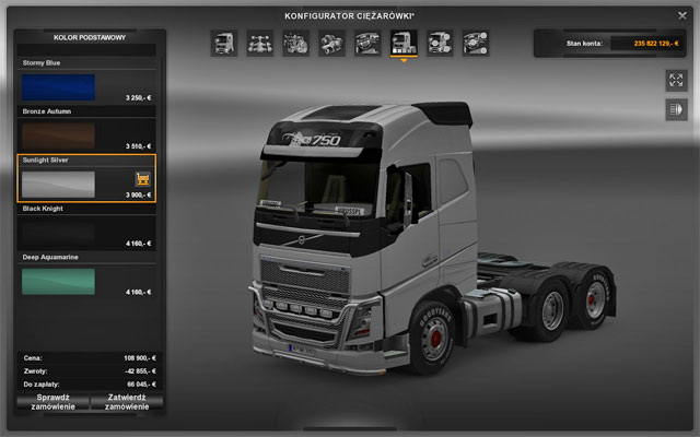 The truck customization tool offers only colors and patterns created for that model by its producer - Upgrades - Repair and modifications - Euro Truck Simulator 2 - Game Guide and Walkthrough