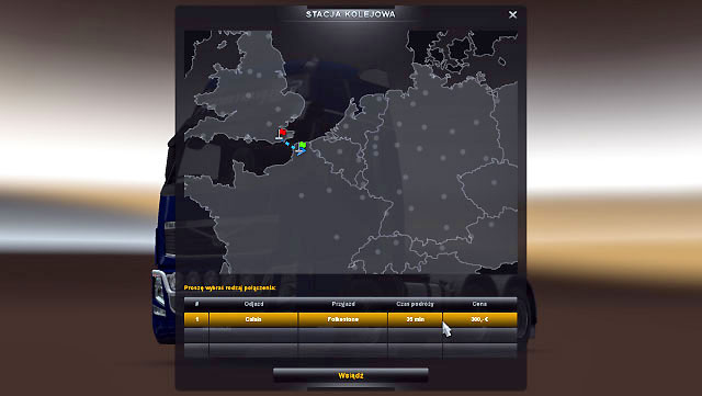 Just as in the case of ports, you will see a window where you can select your destination place - Ports and Eurotunnel (Map) - Map - Euro Truck Simulator 2 - Game Guide and Walkthrough