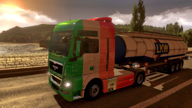 This add-on gives you four additional paint jobs in the United Kingdom colors - Official add-ons - DLC - Euro Truck Simulator 2 - Game Guide and Walkthrough
