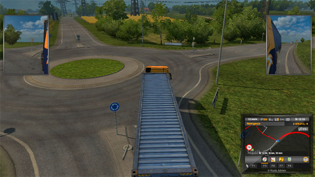It is a city with narrow streets, several roundabouts and a photo radar located on the road leading to the town from the east - Denmark - Cities - Euro Truck Simulator 2: Scandinavian Expansion - Game Guide and Walkthrough