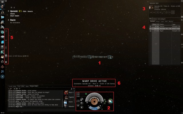 Interface elements in the space - First impressions - First steps - EVE Online - Beginners guide - Game Guide and Walkthrough