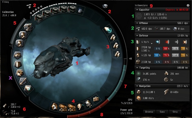 Fitting window has a lot of details, from which is extremely important for your safety and success in space - Important interface elements - First steps - EVE Online - Beginners guide - Game Guide and Walkthrough