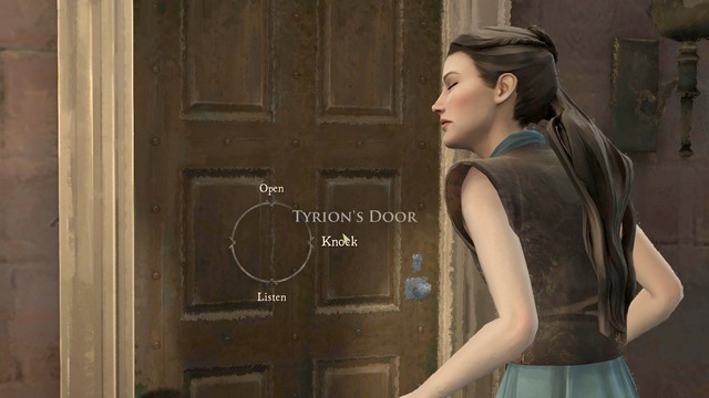 After the conversation, approach the door shown on the above screen leading to Tyrions room and try to enter - Chapter 4 - Episode 3: The Sword in the Darkness - Game of Thrones: A Telltale Games Series - Game Guide and Walkthrough