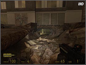 Find a hole in the wall (#110) somewhere between the rubble - Urban Flight - Walkthrough - Half-Life 2: Episode One - Game Guide and Walkthrough