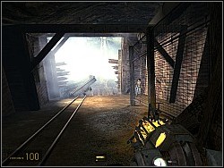 Go down and head up the hill on the right (A), then get behind the fence (B) - To the White Forest p. I - Walkthrough - Half-Life 2: Episode Two - Game Guide and Walkthrough
