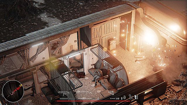 Use the common gas tanks and fire extinguishers to cause explosions. - Mission 3 - Train - Hatred - Game Guide and Walkthrough