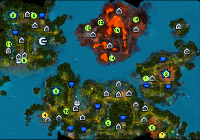 1 - beginning location on the surface - Mission II - Map 1 (M1) - Maps - Heroes VI - Pirates of the Savage Sea - Game Guide and Walkthrough