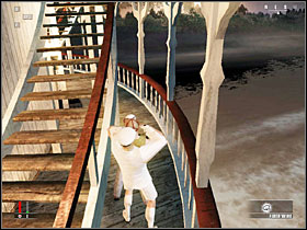 When you see that the captain's dropped dead because of the poison, get back to his room and enter the bedroom - Death of the Mississippi - Walkthrough - Hitman: Blood Money - Game Guide and Walkthrough