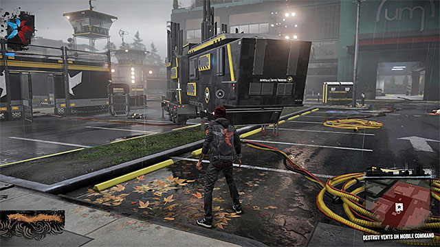Once you eliminate all enemies in the base go towards the Mobile Command Centre - 1: Welcome to Seattle - Walkthrough - inFamous: Second Son - Game Guide and Walkthrough