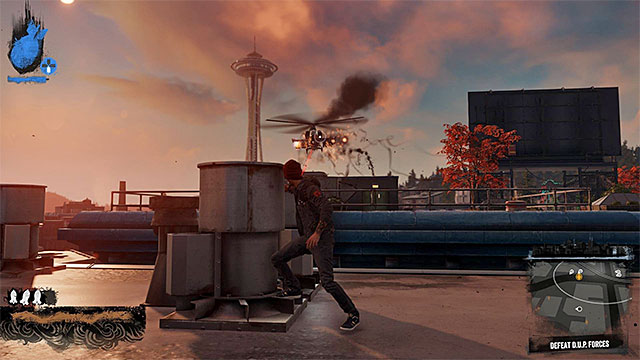 Attack only the helicopter in the beginning - Georgetown - District Showdown - City - inFamous: Second Son - Game Guide and Walkthrough