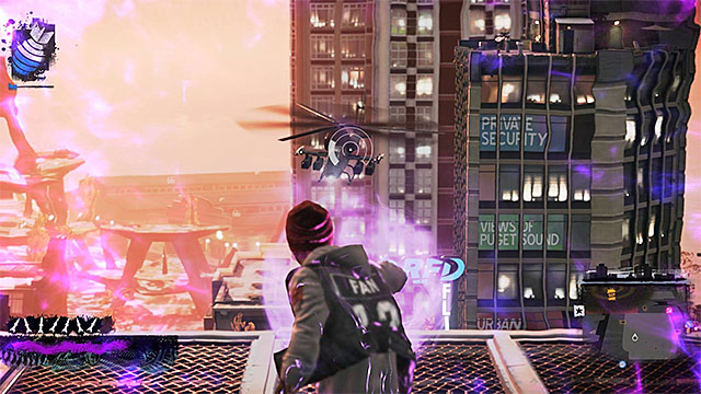 Fire powerful missiles in at the helicopters and avoid their rocket fire - Uptown - more difficult activities - City - inFamous: Second Son - Game Guide and Walkthrough