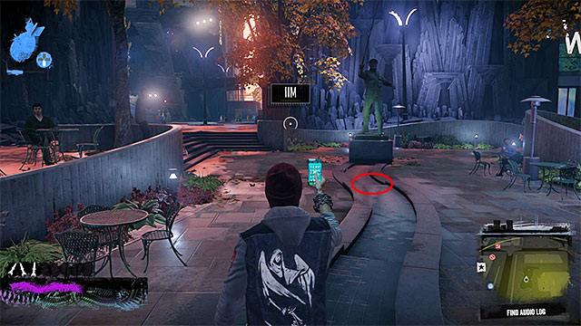 3) Audio Log - Once you start searching for the audio log, you need to examine the nearby square with a fish statue - Downtown - more difficult activities - City - inFamous: Second Son - Game Guide and Walkthrough