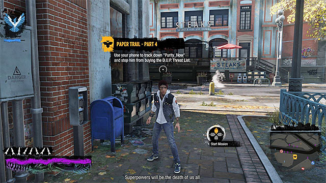 The starting point for the twelfth mission of the inFamous Paper Trail - Chapter 4, part 3 - things to do in the game - inFamous Paper Trail - inFamous: Second Son - Game Guide and Walkthrough