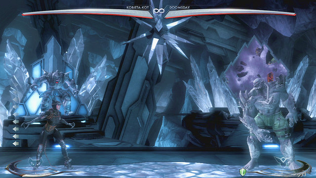 In the middle of the arena there's an ice sphere hanging from the ceiling - Fortress of Solitude - Arenas - Injustice: Gods Among Us - Game Guide and Walkthrough