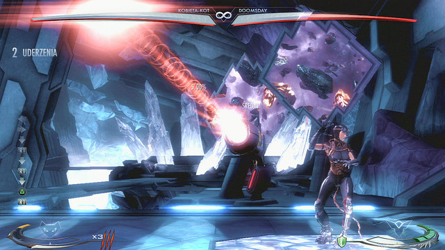 On the right side of the arena there's a laser gun generating a red beam - Fortress of Solitude - Arenas - Injustice: Gods Among Us - Game Guide and Walkthrough