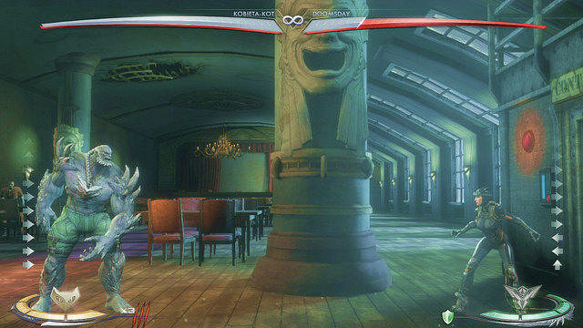 On the right side of the arena there are stone heads on pillars - Arkham Asylum - Joker's Asylum - Arenas - Injustice: Gods Among Us - Game Guide and Walkthrough