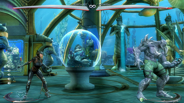 On the left side of the arena there's a small sphere aquarium - Atlantis - Arenas - Injustice: Gods Among Us - Game Guide and Walkthrough