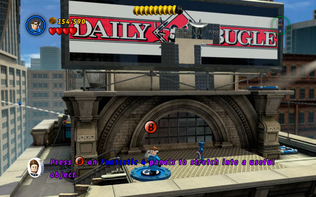 Toss Captain's shield at Doctor Octopus to make him run - Times Square Off - Walkthrough - LEGO Marvel Super Heroes - Game Guide and Walkthrough
