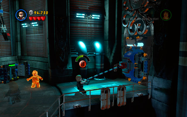 Switch into Hawkeye and go to the right side of the room - Red Head Detention - Walkthrough - LEGO Marvel Super Heroes - Game Guide and Walkthrough