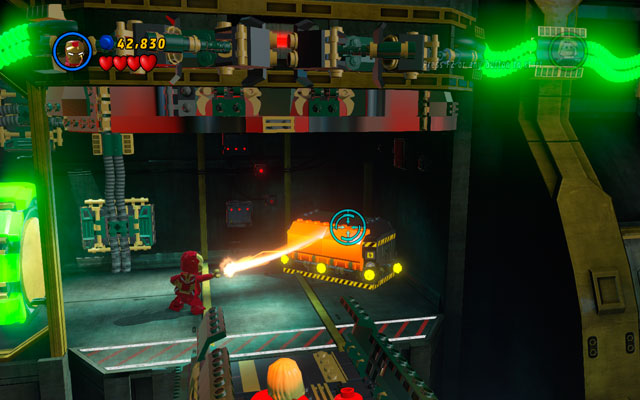 Melt golden box on the right side of the location, then build a battery from the debris - That Sinking Feeling - Walkthrough - LEGO Marvel Super Heroes - Game Guide and Walkthrough