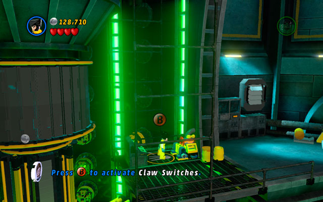 Defeat all opponents standing on the next platform, then break open the wall with green handles - Taking Liberties - Walkthrough - LEGO Marvel Super Heroes - Game Guide and Walkthrough