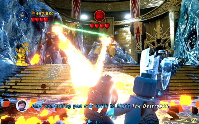 During the fight with Loki you shouldn't bother yourself with frost giants - they will appear endlessly, so killing them will be a waste of time - Loki - Boss fights - LEGO Marvel Super Heroes - Game Guide and Walkthrough